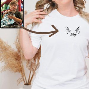 Personalised Cat Ears Outline T Shirt, Custom Pet Ears Outline Shirt